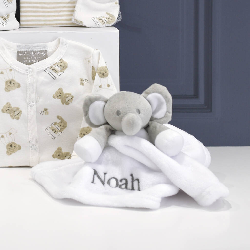 Personalised Comforter And Unisex Teddy Baby Gift Set By A Type Of Design