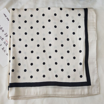 White Polka Dot Silk Square Scarf, 4 of 5