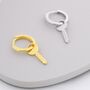 Dangling Key Hoop Earrings In Sterling Silver, thumbnail 4 of 11