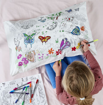 Butterfly Pillowcase Kit + 10 Pens, Colour In And Learn, 2 of 5