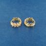 Gold Cz Leaf Hoop Earrings, thumbnail 6 of 7