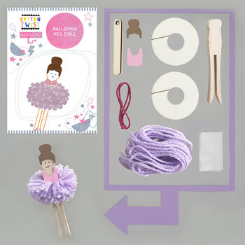 Make Your Own Pom Pom Ballerina Peg Doll Kit, 3 of 5