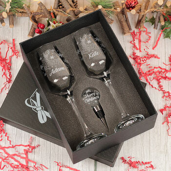 Two Or Four Christmas Reindeer Champagne Flutes And Gift Boxed Set, 3 of 8