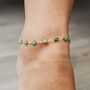 Turquoise Sun Flower Summer Floral Charm Anklet, thumbnail 1 of 7