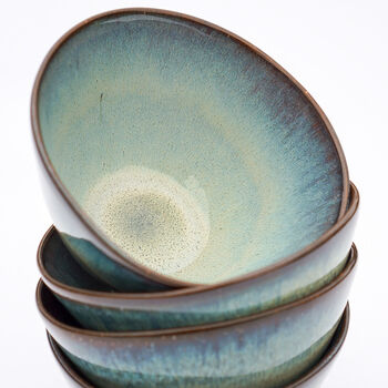 Handmade Ceramic Moon Glaze Blue Bowl, 3 of 8