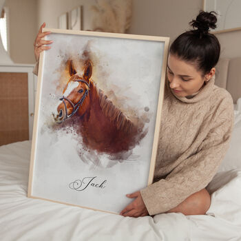 Custome Watercolor Horse Portrait Gift For Horse Owners, 2 of 7