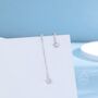 Asymmetric Tiny Moonstone Star Dangle Stud Earrings, thumbnail 5 of 12