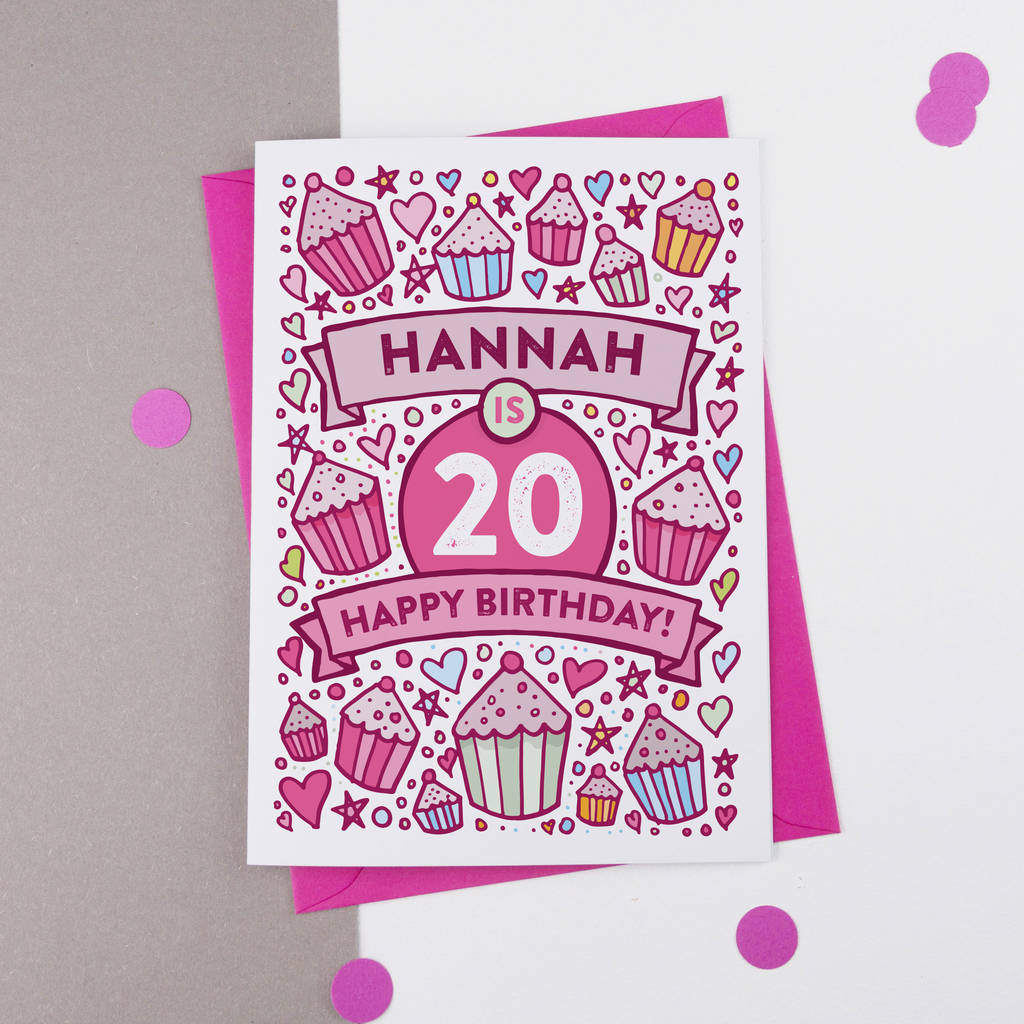 20th Birthday Card Cupcake Personalised By A Is For Alphabet 