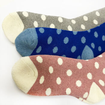 Personalised Birthday Spotty Polka Dot Welly Socks With Gold Foil Label, 3 of 10