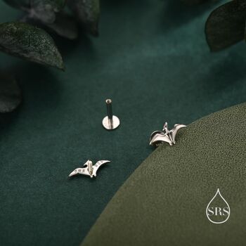 Extra Tiny Pterosaurs Flying Dinosaur Screw Back / Internally Threaded Flat Back / Stud Earrings In Sterling Silver, 4 of 12