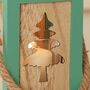 Scandi Green Wooden Candle Lantern, thumbnail 6 of 9