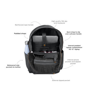 Personalised Black Leather 16 Inch Macbook Backpack, 3 of 11