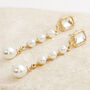 Square Crystal And Pearl Tier Drop Long Earrings, thumbnail 1 of 3