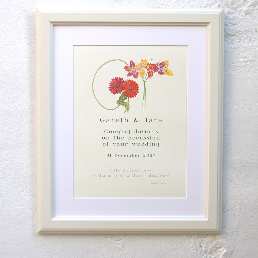 bespoke wedding print by the botanical abc