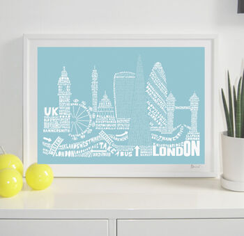 London Two Skyline Typography Print Personalised, 2 of 8