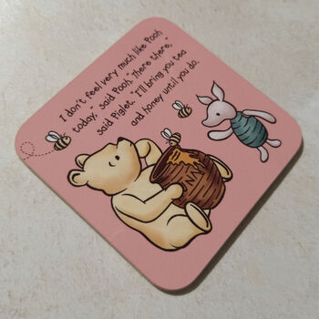 Set Of Four Winnie Coasters | A.A. Milne Quotes | Gloss Mdf Drink Coasters, 4 of 12