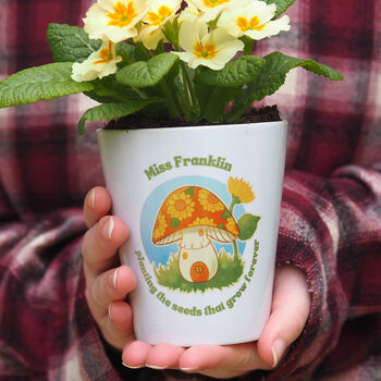 Sunflower Mushroom Teacher Plant Pot Gift, 2 of 3