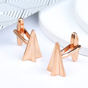 Personalised Rose Gold Paper Plane Cufflinks, 3 of 6
