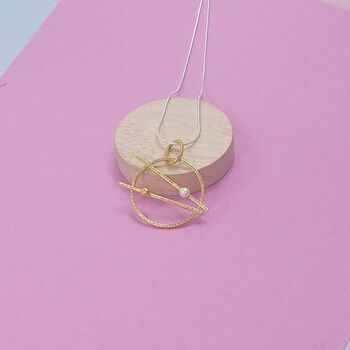 Sterling Silver Orbital Pendant With Gold Plating, 2 of 5