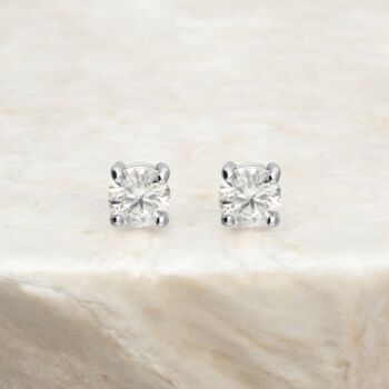 Mini Sterling Silver Moissanite Diamond Stud Earrings, 5 of 9