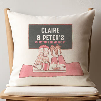 Personalised Couple's Christmas Movie Night Cushion, 5 of 5