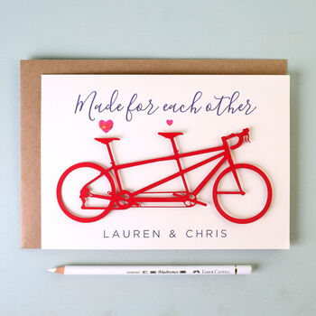 Paper Cut Tandem, Cyclists Wedding Anniversary Card, 3 of 4