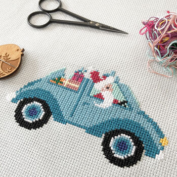 Driving Home For Christmas Modern Cross Stitch Kit, 4 of 7