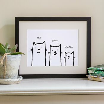 Personalised Cat Family Print, 2 of 6
