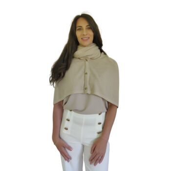 Sand Beige 100% Cashmere Button Poncho Gift Boxed, 5 of 11