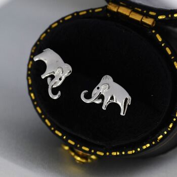 Mammoth Elephant Stud Earrings In Sterling Silver, 4 of 8
