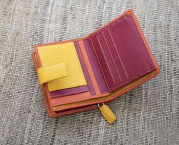 Personalised Orange Small Leather Purse Wallet, 6 of 12