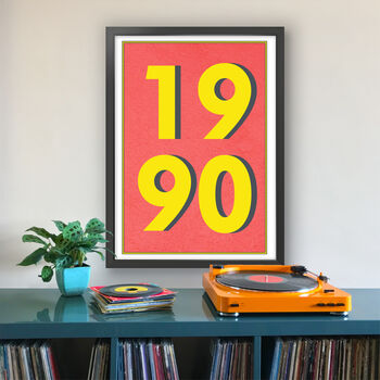 1990 Personalised Year Typography Print, 3 of 10
