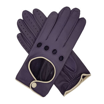 Jules. Women's Contrast Leather Driving Gloves, 10 of 12