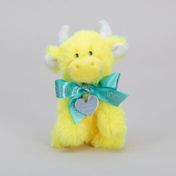 Personalised Mini Yellow Collectible Highland Cow Soft Toy, Gift Box, 2 of 12