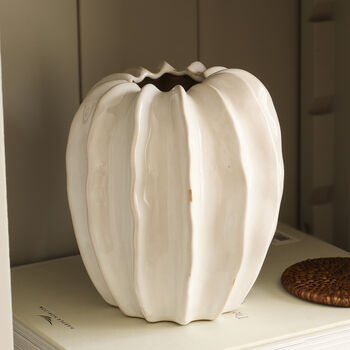 White Ribbed Pod Vase, 3 of 5