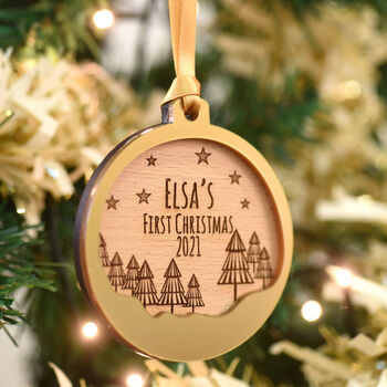 Baby's First Christmas Personalised Wooden Decoration, 4 of 12