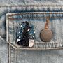 Witch In The Snow Forest With Lantern Enamel Pin, thumbnail 4 of 4