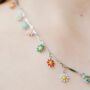 Silver Plated Rainbow Flower Charms Choker Necklaces, thumbnail 4 of 6