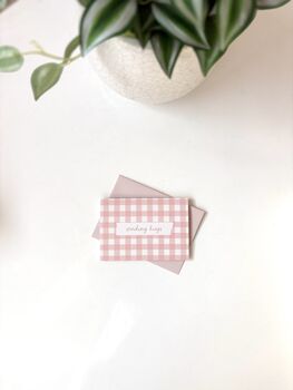 Sending Hugs Pink Gingham Mini Greetings Card, 3 of 3