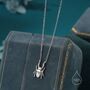 Sterling Silver Tiny Stag Beetle Pendant Necklace, thumbnail 1 of 12