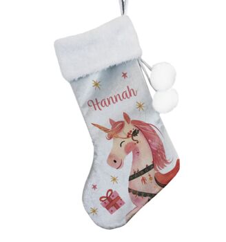 Personalised Velvet Unicorn Stocking Or Sack, 7 of 7
