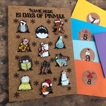 12/24 Days Custom Enamel Pin Advent Calendar And Pinboard, 8 of 8