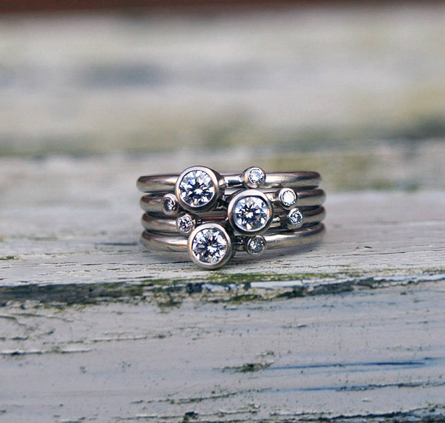 Diamond Stacking Rings In Recycled 18ct White Gold, 1 of 5