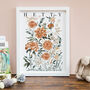 October Marigolds Birth Flower Print And Name, thumbnail 2 of 3