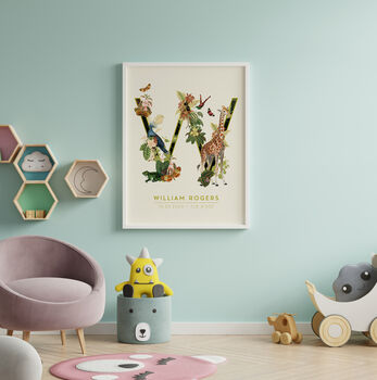 Personalised Jungle Animal Initial Letter Giclee Print, 2 of 11