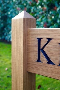 Double Post Engraved Oak Free Standing House Sign, 3 of 5