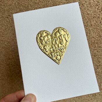 Personalised Gold Foil Heart Mum Birthday Card, 7 of 12