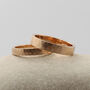 18ct Rose Gold Hammered Flat Matching Wedding Ring Set, thumbnail 5 of 5