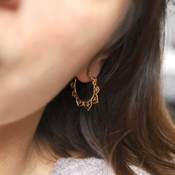 18k Gold Plated Brass Marrakesh Hoops, 3 of 5