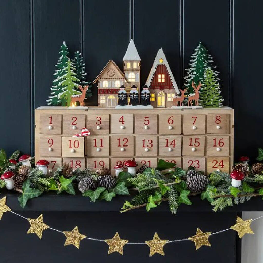 Wooden Advent Calendar With Carol Singers, 1 of 2